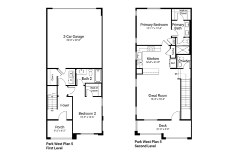 Floor plan for 2 beds, 2.5 baths, 1347 sqft